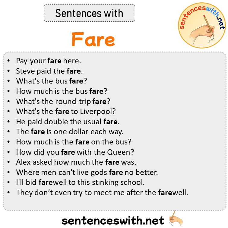 Sentences with Fare, Sentences about Fare