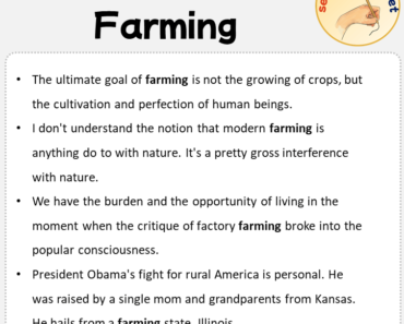 Sentences with Farming, Sentences about Farming