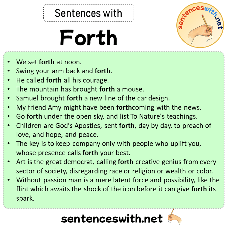 Sentences with Forth, Sentences about Forth in English
