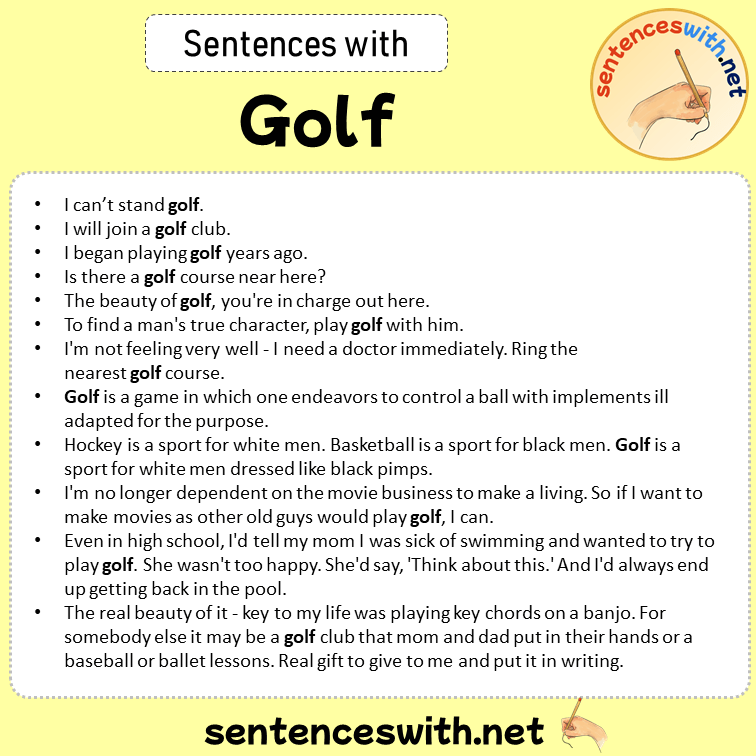 Sentences with Golf, Sentences about Golf in English