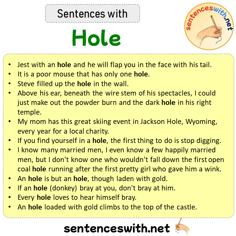 Sentences with Hole, Sentences about Hole in English