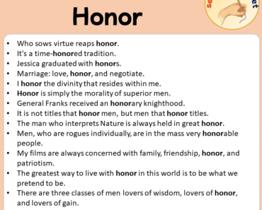 Sentences with Honor, Sentences about Honor
