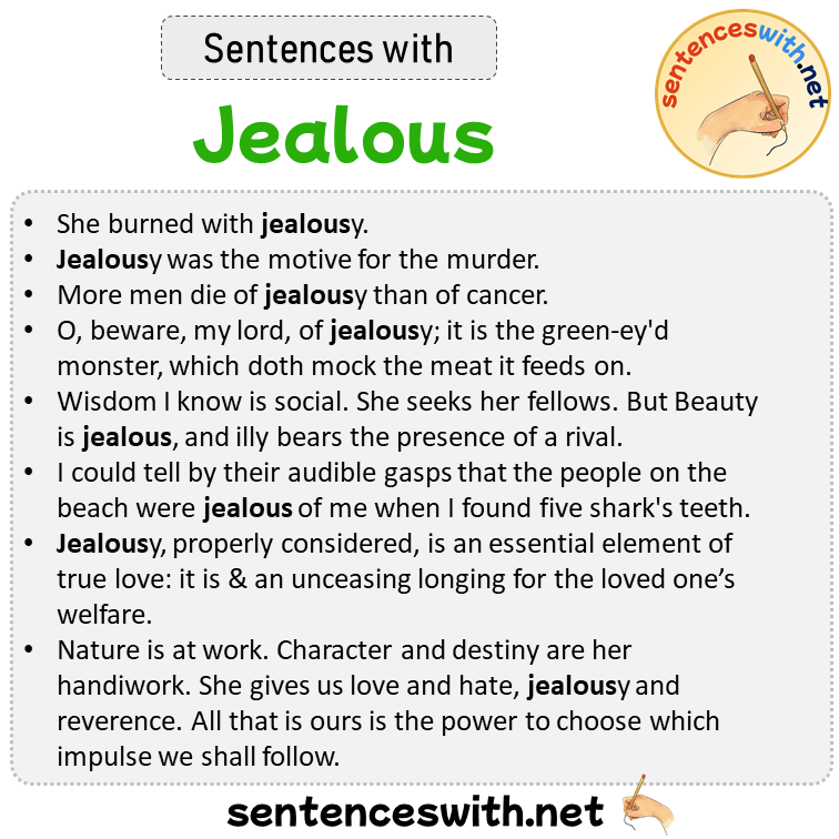 Sentences with Jealous, Sentences about Jealous