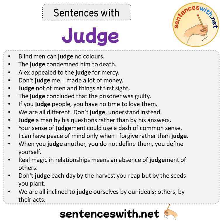 Sentences with Judge, Sentences about Judge in English
