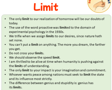 Sentences with Limit, Sentences about Limit in English