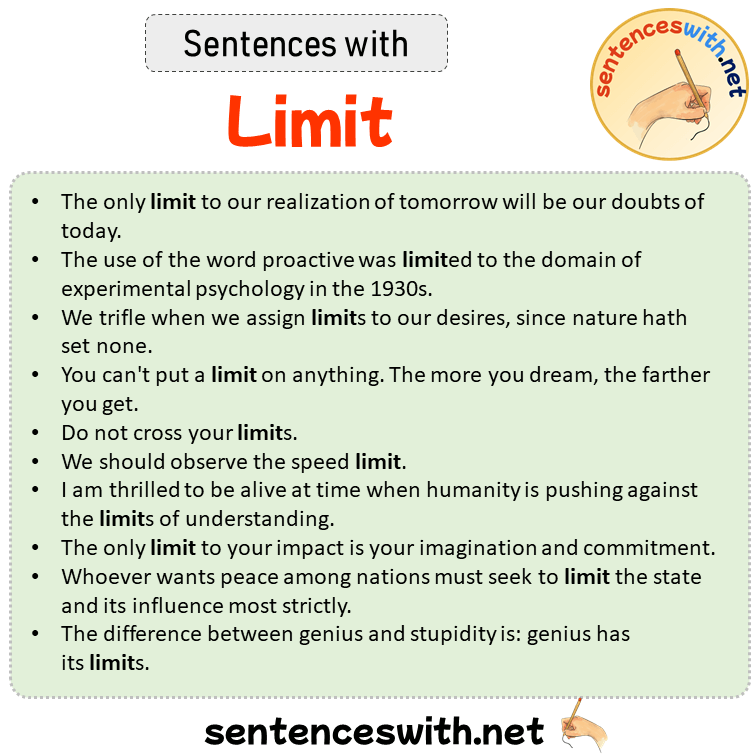 Sentences with Limit, Sentences about Limit in English