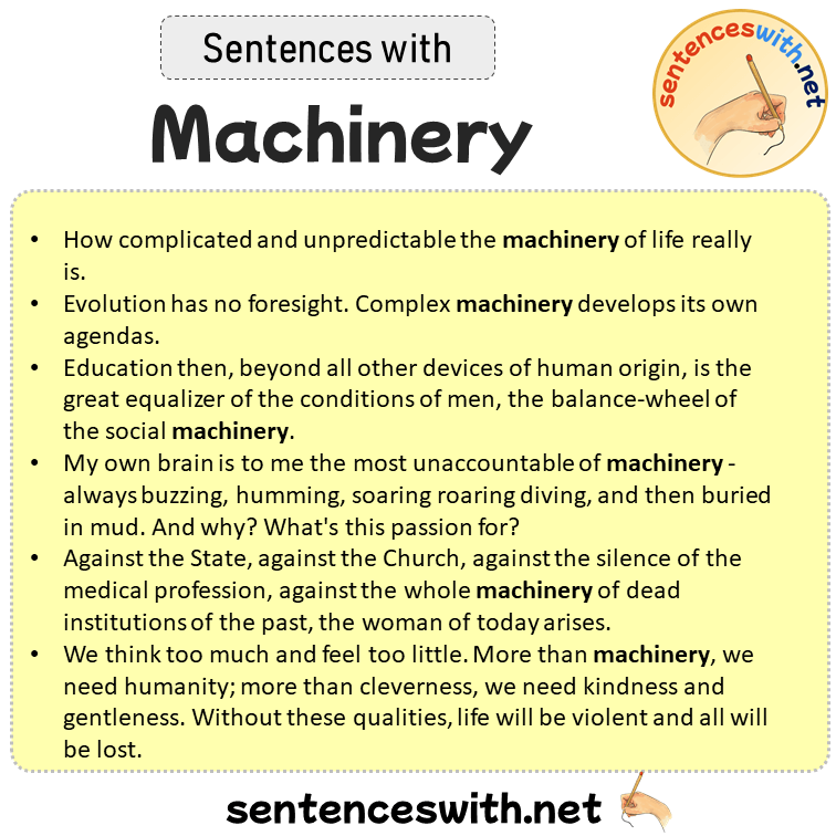 Sentences with Machinery, Sentences about Machinery
