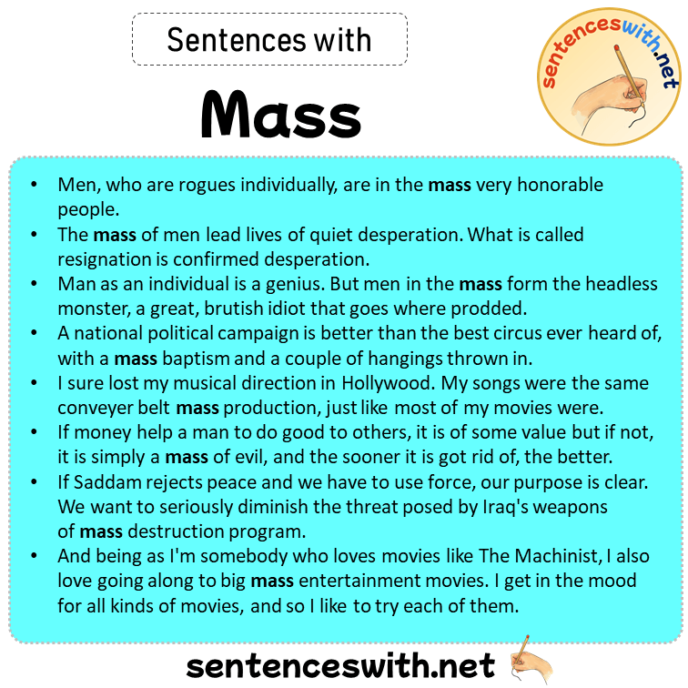 Sentences with Mass, Sentences about Mass