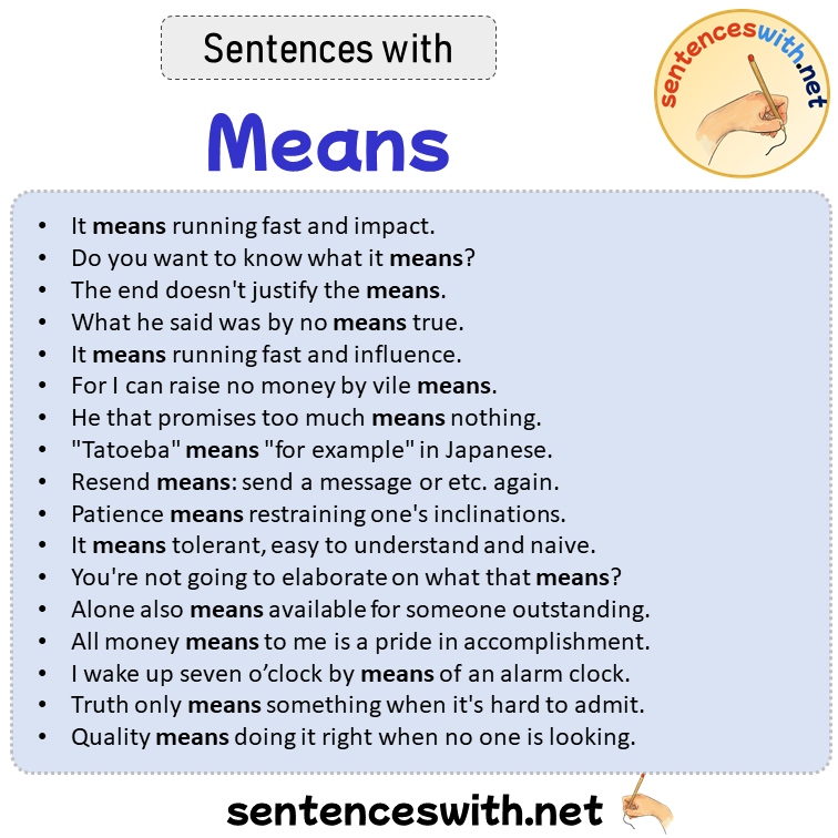 Sentences with Means, Sentences about Means
