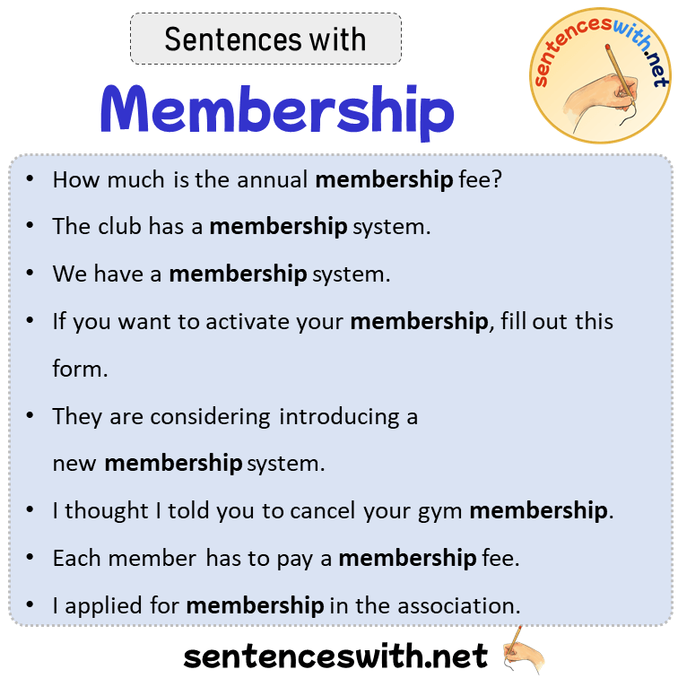 Sentences with Membership, Sentences about Membership in English