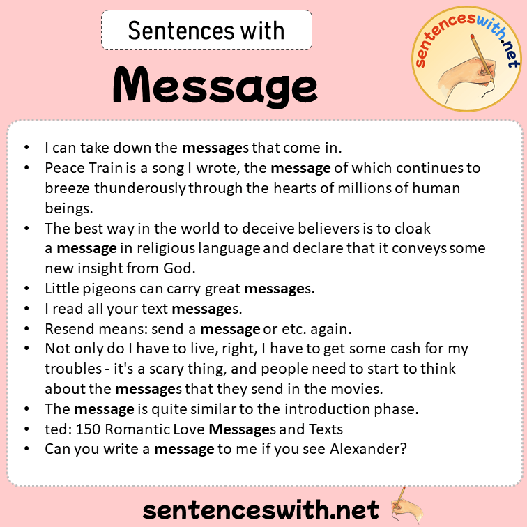 Sentences with Message, Sentences about Message in English