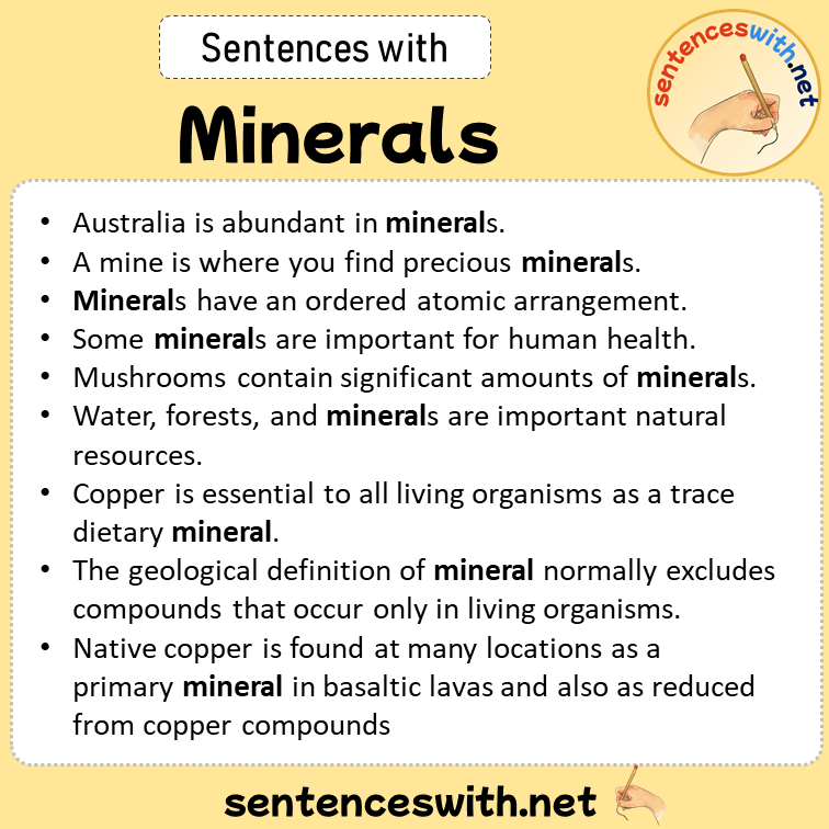 Sentences with Minerals, Sentences about Minerals