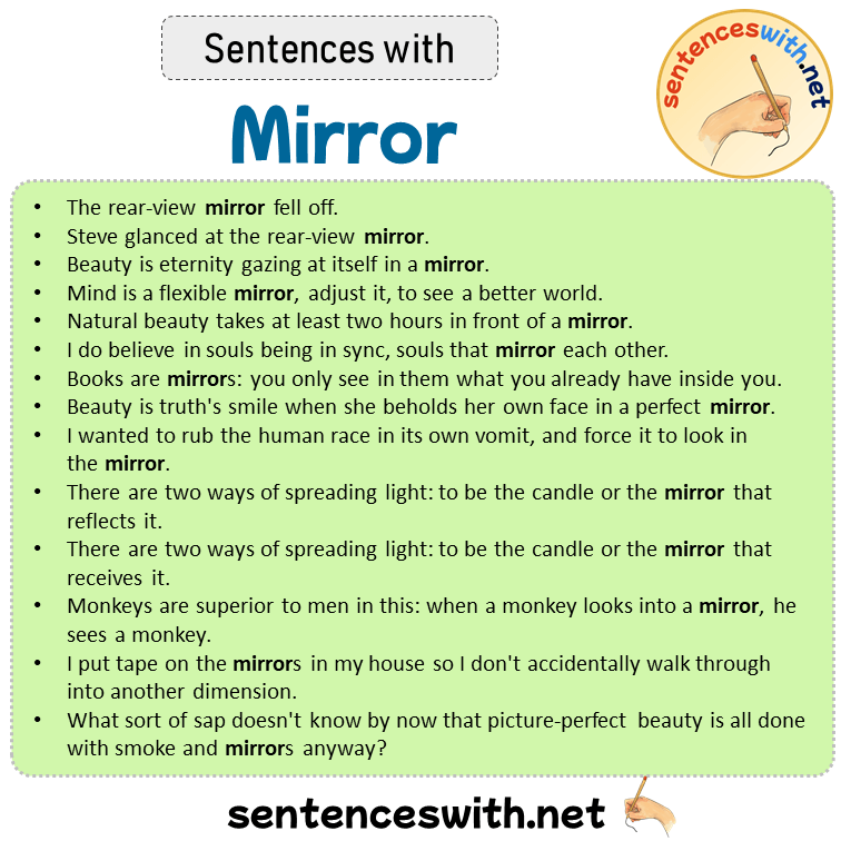Sentences with Mirror, Sentences about Mirror in English