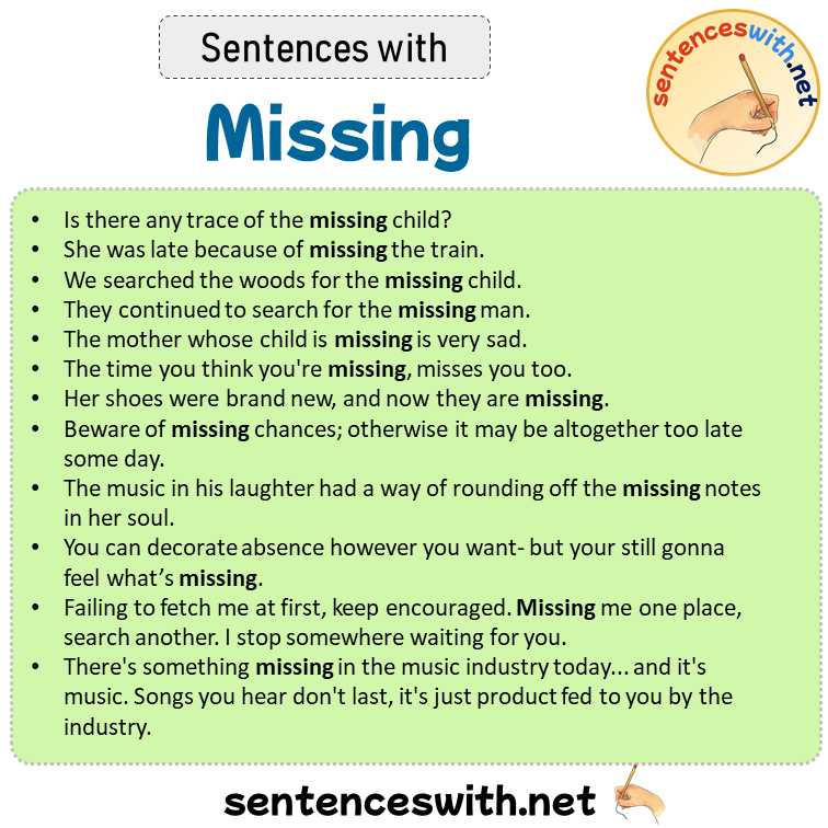 Sentences with Missing, Sentences about Missing