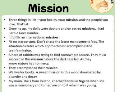 Sentences with Mission, Sentences about Mission in English