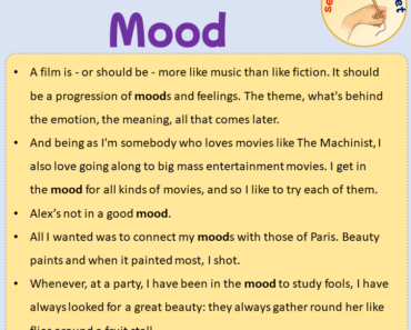 Sentences with Mood, Sentences about Mood in English