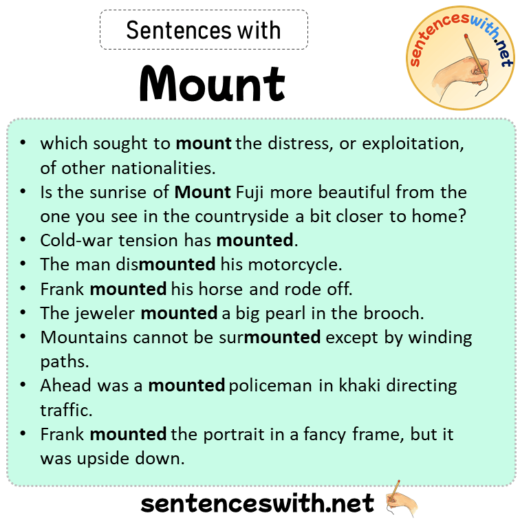 Sentences with Mount, Sentences about Mount