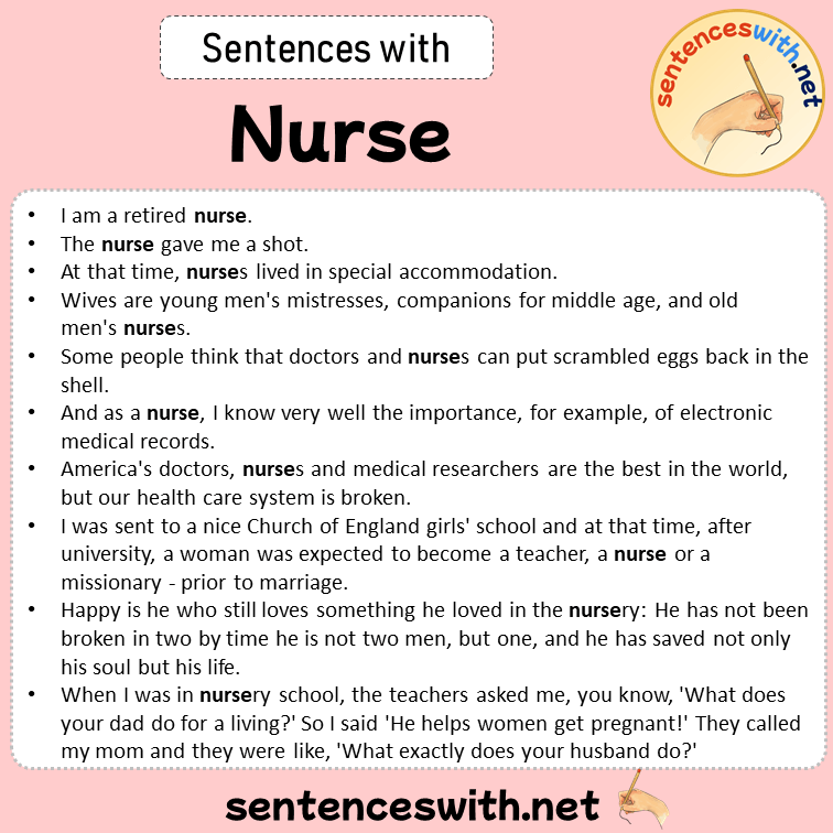 Sentences with Nurse, Sentences about Nurse in English