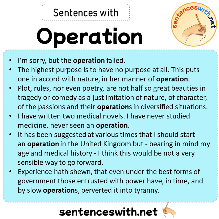 Sentences with Operation, Sentences about Operation in English
