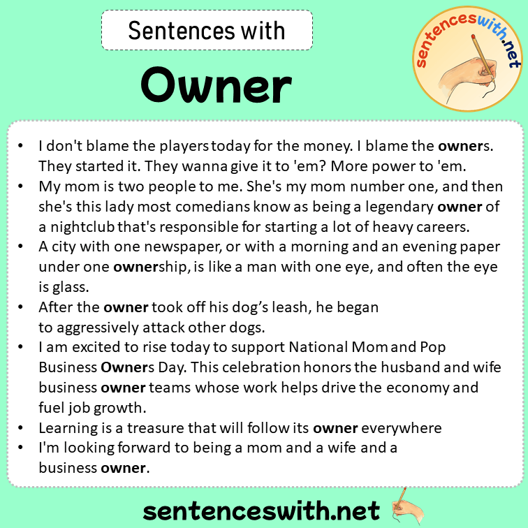 Sentences with Owner, Sentences about Owner in English