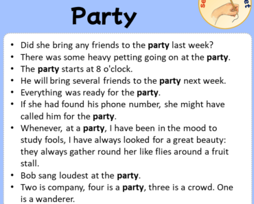 Sentences with Party, Sentences about Party in English