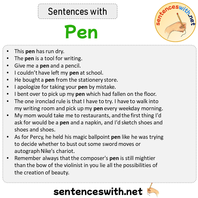 Sentences with Pen, Sentences about Pen