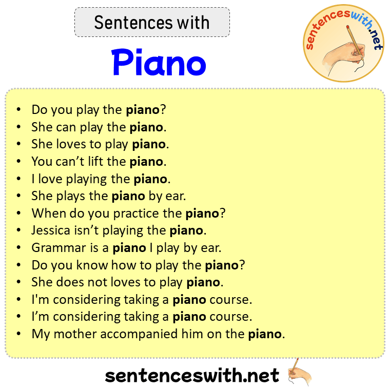 Sentences with Piano, Sentences about Piano in English