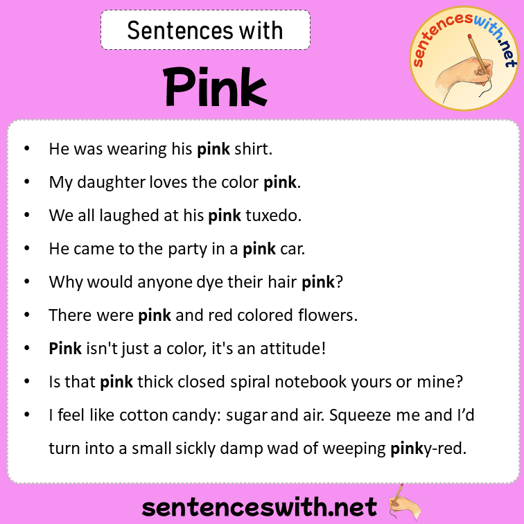 Sentences with Pink, Sentences about Pink