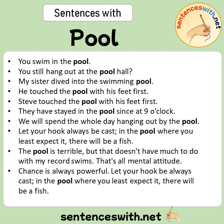Sentences with Pool, Sentences about Pool in English
