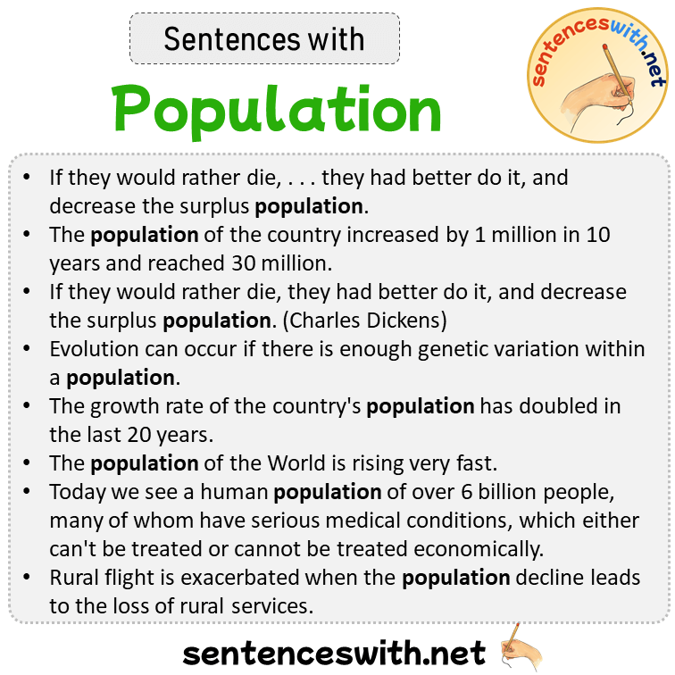 Sentences with Population, Sentences about Population in English