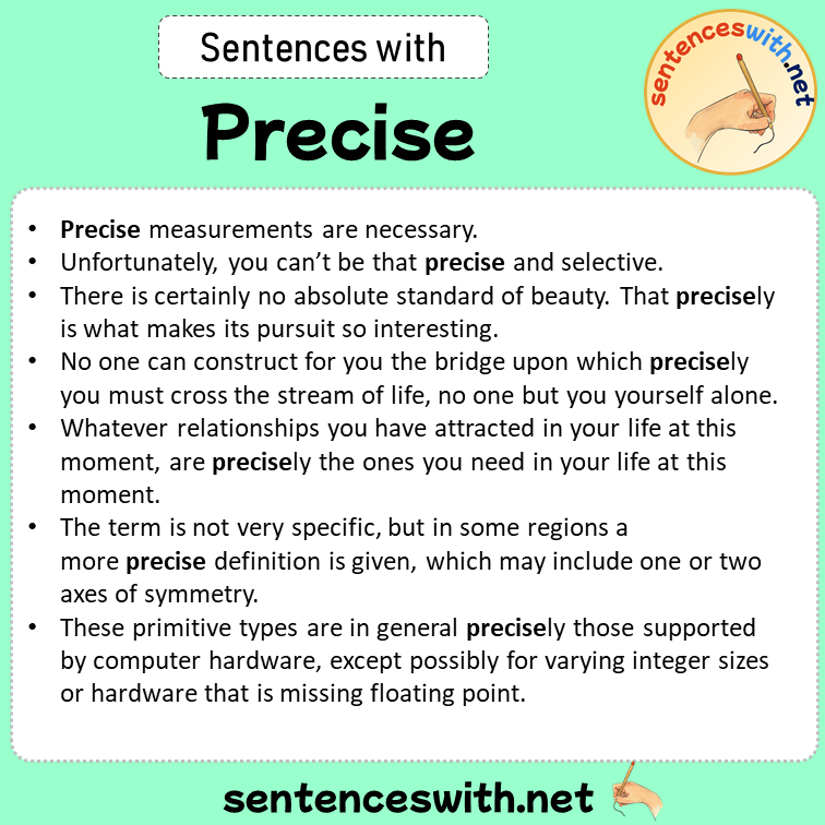 Sentences with Precise, Sentences about Precise
