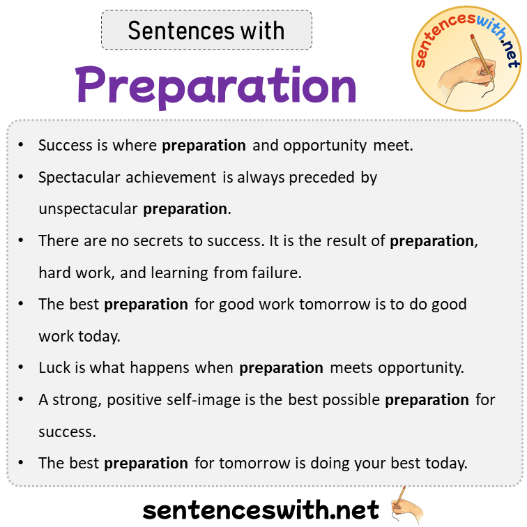 Sentences with Preparation, Sentences about Preparation in English