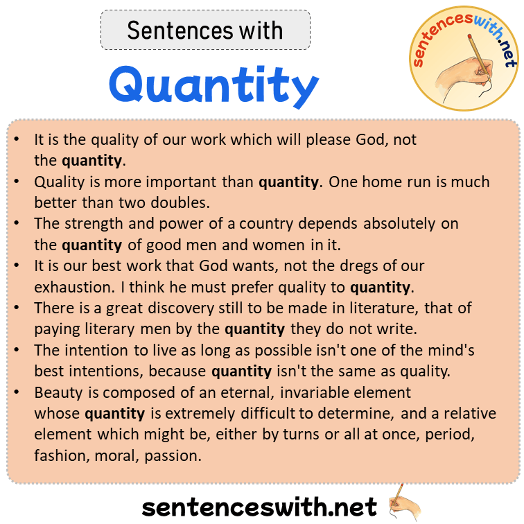 Sentences with Quantity, Sentences about Quantity in English