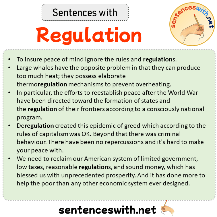 Sentences with Regulation, Sentences about Regulation
