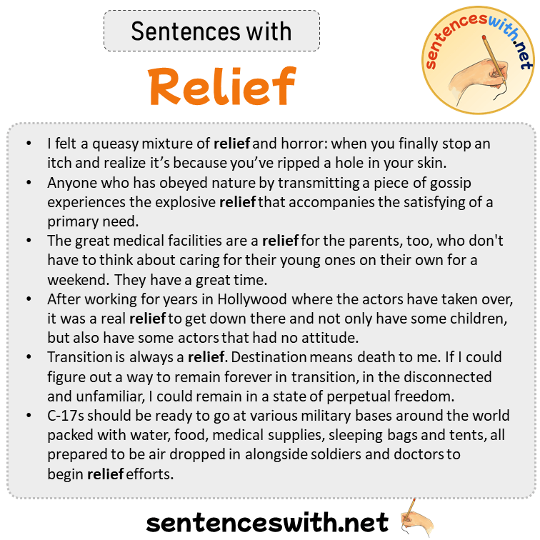 Sentences with Relief, Sentences about Relief in English