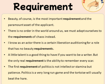 Sentences with Requirement, Sentences about Requirement in English
