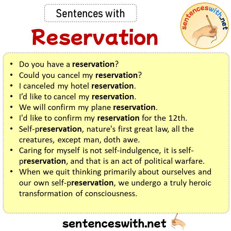 Sentences with Reservation, Sentences about Reservation