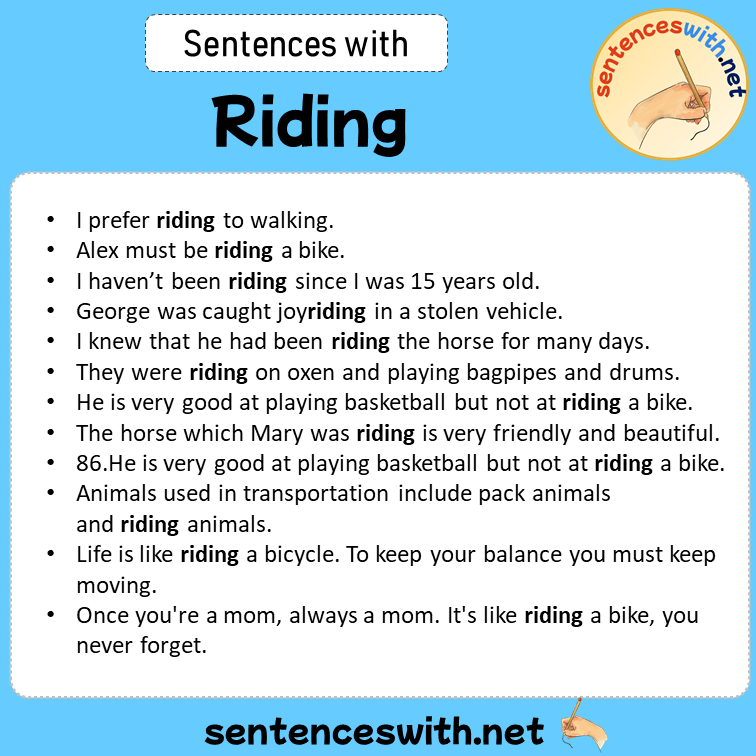 Sentences with Riding, Sentences about Riding