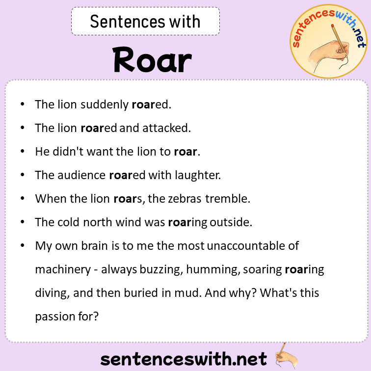 Sentences with Roar, Sentences about Roar