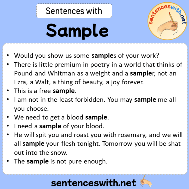Sentences with Sample, Sentences about Sample in English