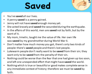 Sentences with Saved, Sentences about Saved