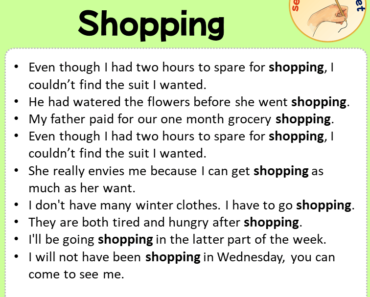 Sentences with Shopping, Sentences about Shopping in English