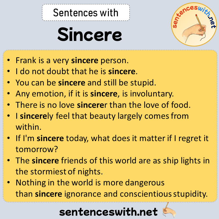Sentences with Sincere, Sentences about Sincere