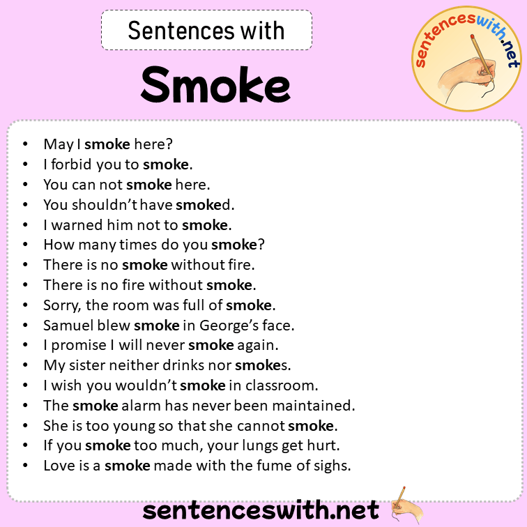 Sentences with Smoke, Sentences about Smoke in English
