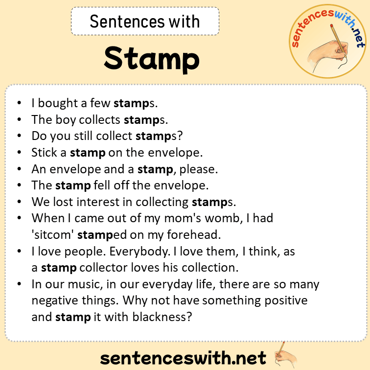 Sentences with Stamp, Sentences about Stamp