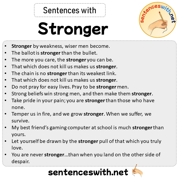Sentences with Stronger, Sentences about Stronger