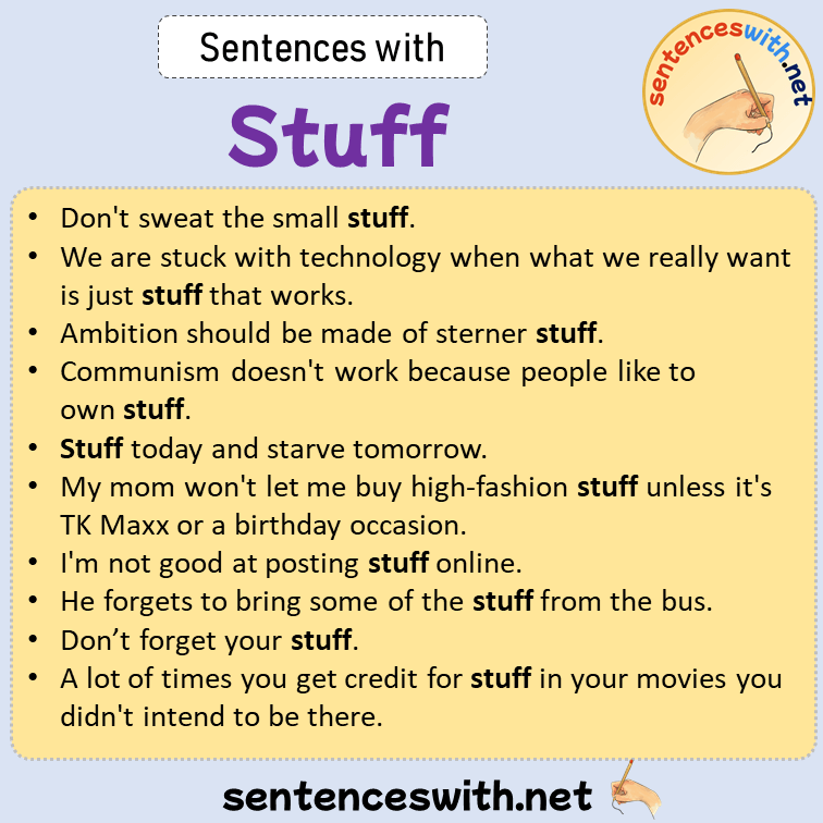 Sentences with Stuff, Sentences about Stuff in English