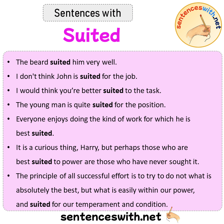 Sentences with Suited, Sentences about Suited