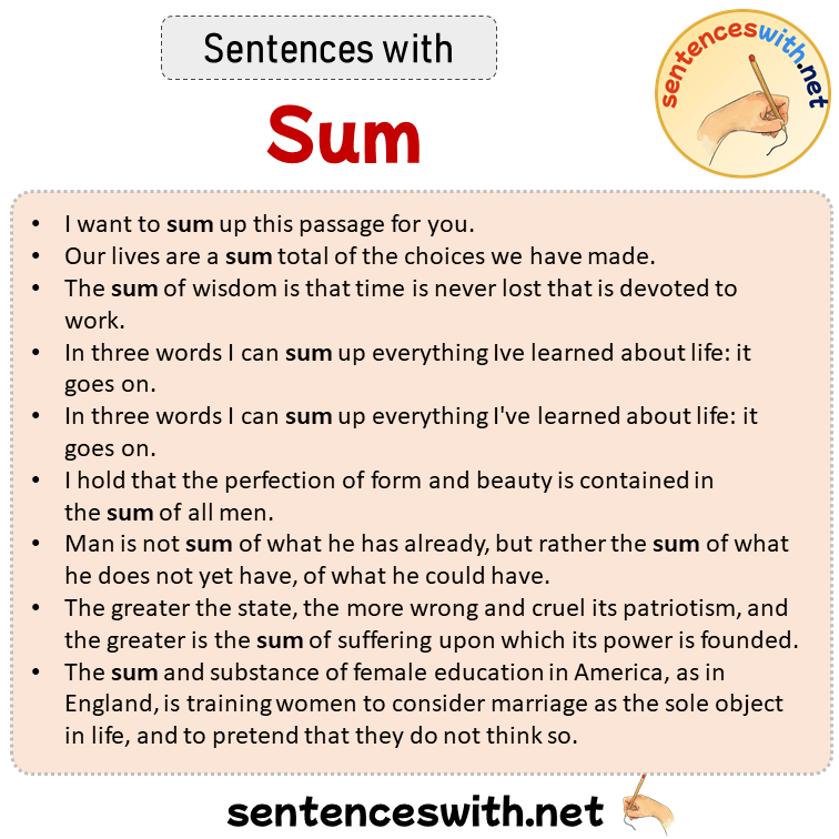 Sentences with Sum, Sentences about Sum