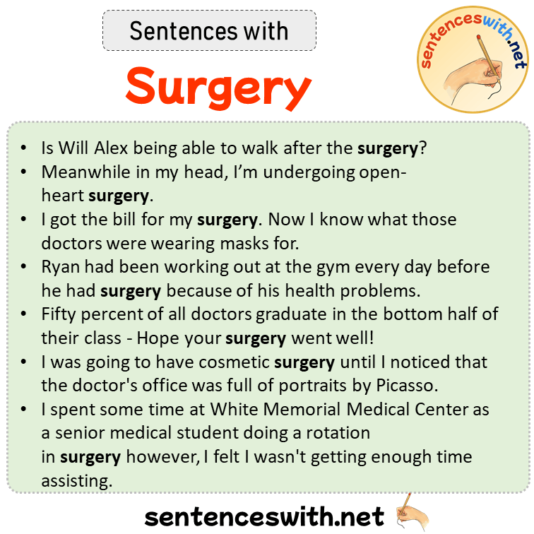 Sentences with Surgery, Sentences about Surgery